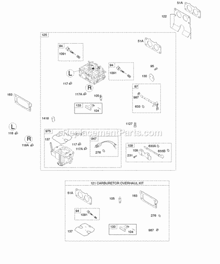 Carburetor Carburetor Overhaul Kit Diagram and Parts List for 474177-0100-E1  Briggs and Stratton Engine
